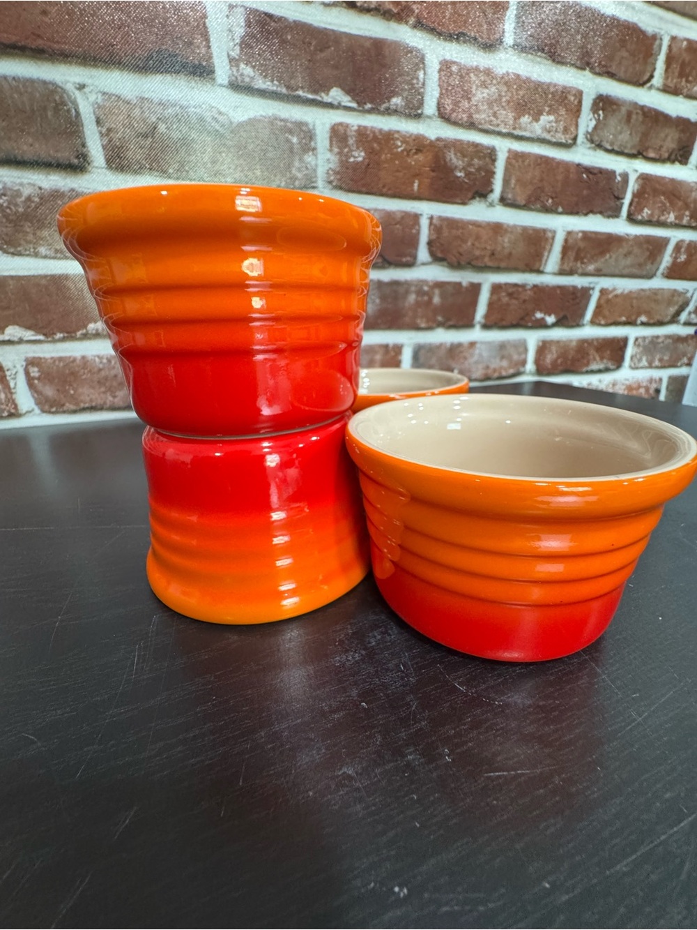 Le Creuset Stoneware Straight Wall Ramekins Set of 4 Flame